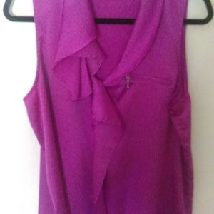 New York & Co purple ruffle blouse